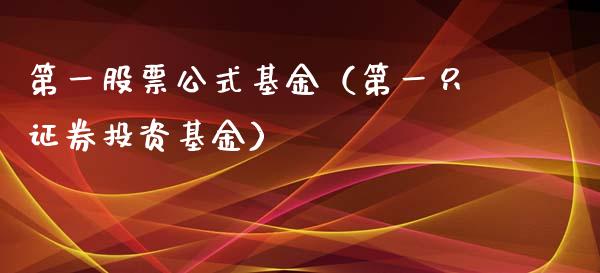 第一股票公式基金（第一只证券投资基金）_https://www.iteshow.com_基金_第1张