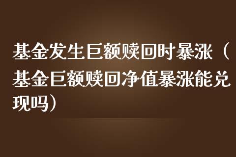 基金发生巨额赎回时暴涨（基金巨额赎回净值暴涨能兑现吗）_https://www.iteshow.com_基金_第1张