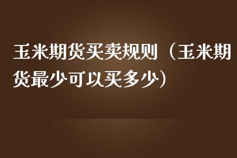 玉米期货买卖规则（玉米期货最少可以买多少）_https://www.iteshow.com_股指期货_第1张