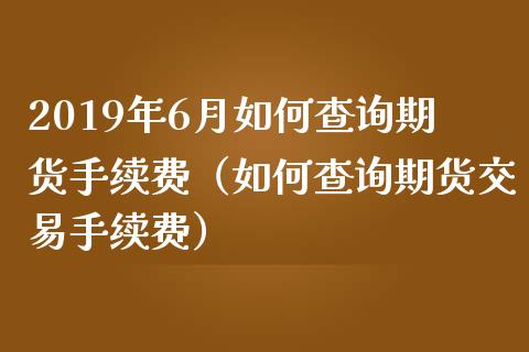 2019年6月如何查询期货手续费（如何查询期货交易手续费）_https://www.iteshow.com_原油期货_第1张