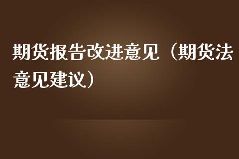 期货报告改进意见（期货法意见建议）_https://www.iteshow.com_黄金期货_第1张