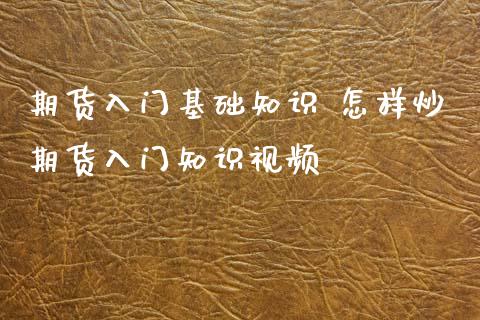 期货入门基础知识 怎样炒期货入门知识视频_https://www.iteshow.com_期货知识_第1张