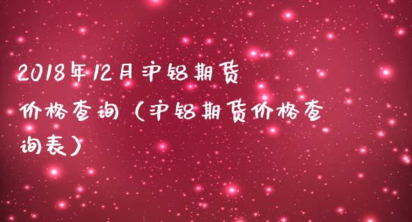 2018年12月沪铝期货价格查询（沪铝期货价格查询表）_https://www.iteshow.com_期货交易_第1张