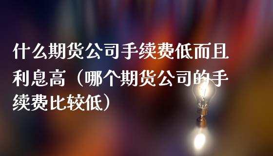 什么期货公司手续费低而且利息高（哪个期货公司的手续费比较低）_https://www.iteshow.com_股指期货_第1张