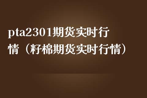 pta2301期货实时行情（籽棉期货实时行情）_https://www.iteshow.com_原油期货_第1张