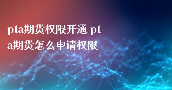 pta期货权限开通 pta期货怎么申请权限_https://www.iteshow.com_期货公司_第1张