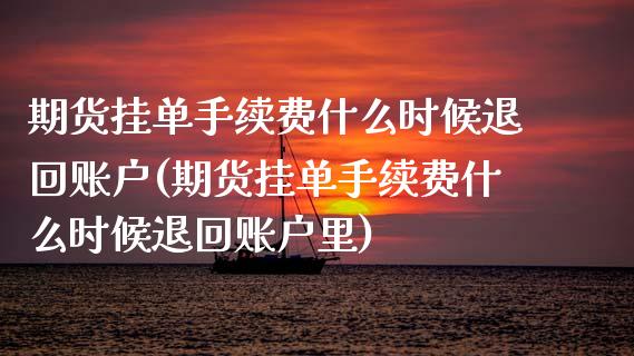 期货挂单手续费什么时候退回账户(期货挂单手续费什么时候退回账户里)_https://www.iteshow.com_黄金期货_第1张