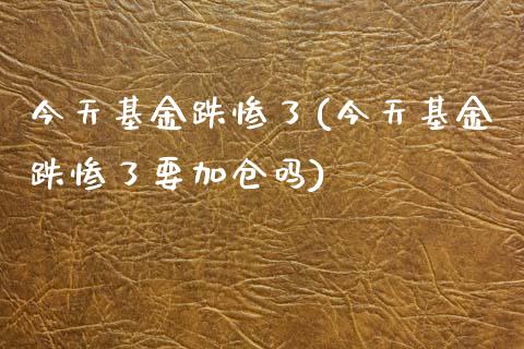 今天基金跌惨了(今天基金跌惨了要加仓吗)_https://www.iteshow.com_期货知识_第1张