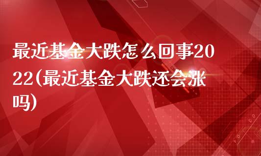 最近基金大跌怎么回事2022(最近基金大跌还会涨吗)_https://www.iteshow.com_股票_第1张