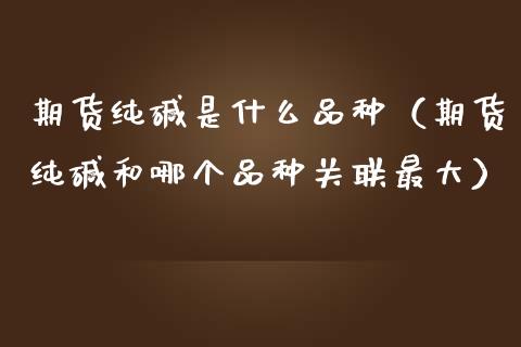 期货纯碱是什么品种（期货纯碱和哪个品种关联最大）_https://www.iteshow.com_期货公司_第1张