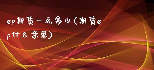 ep期货一点多少(期货ep什么意思)_https://www.iteshow.com_期货知识_第1张