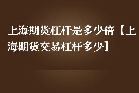 上海期货杠杆是多少倍【上海期货交易杠杆多少】_https://www.iteshow.com_商品期货_第1张