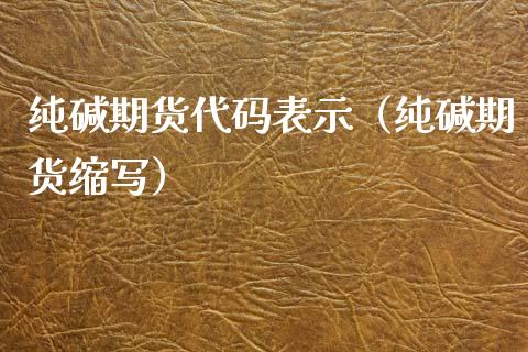 纯碱期货代码表示（纯碱期货缩写）_https://www.iteshow.com_期货公司_第1张