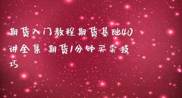 期货入门教程期货基础40讲全集 期货1分钟买卖技巧_https://www.iteshow.com_期货百科_第1张