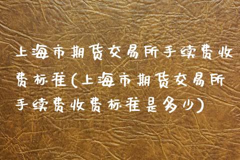 上海市期货交易所手续费收费标准(上海市期货交易所手续费收费标准是多少)_https://www.iteshow.com_股票_第1张