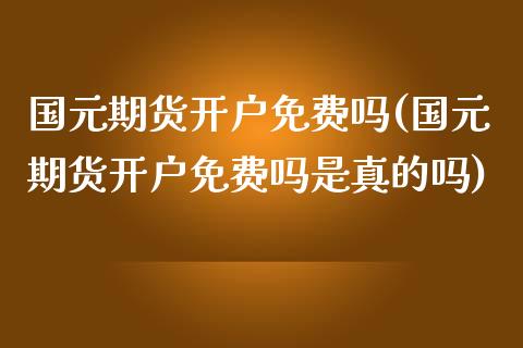 国元期货开户免费吗(国元期货开户免费吗是真的吗)_https://www.iteshow.com_股指期货_第1张