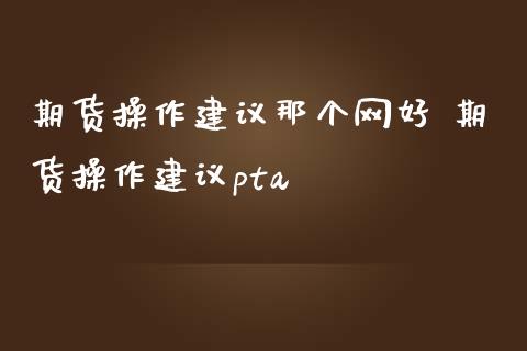 期货操作建议那个网好 期货操作建议pta_https://www.iteshow.com_期货手续费_第1张