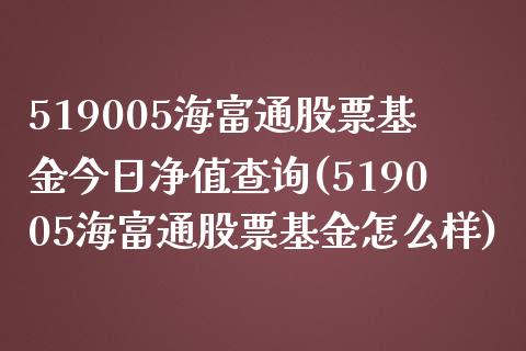 519005海富通股票基金今日净值查询(519005海富通股票基金怎么样)_https://www.iteshow.com_股指期权_第1张