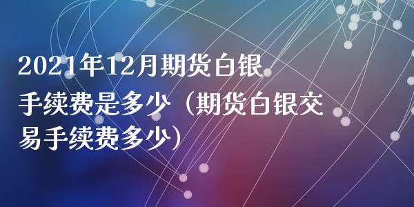 2021年12月期货白银手续费是多少（期货白银交易手续费多少）_https://www.iteshow.com_期货公司_第1张