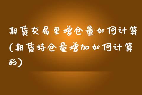 期货交易里增仓量如何计算(期货持仓量增加如何计算的)_https://www.iteshow.com_期货百科_第1张