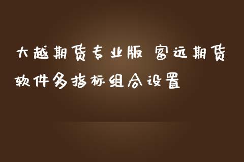 大越期货专业版 富远期货软件多指标组合设置_https://www.iteshow.com_商品期货_第1张