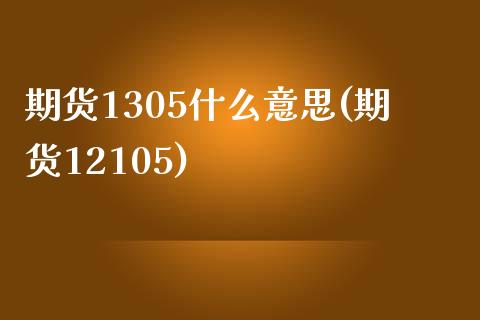 期货1305什么意思(期货12105)_https://www.iteshow.com_股指期权_第1张