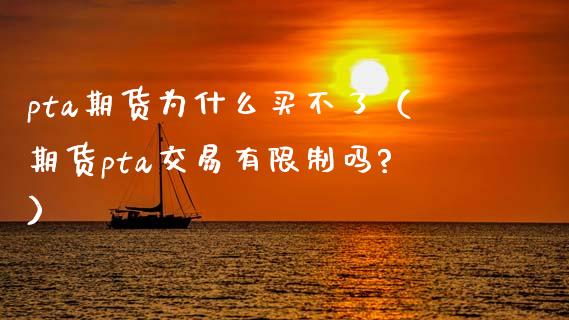 pta期货为什么买不了（期货pta交易有限制吗?）_https://www.iteshow.com_股指期货_第1张