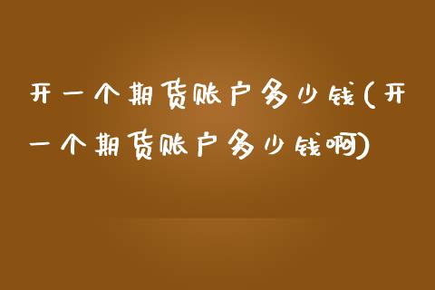 开一个期货账户多少钱(开一个期货账户多少钱啊)_https://www.iteshow.com_期货开户_第1张