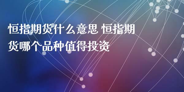 恒指期货什么意思 恒指期货哪个品种值得投资_https://www.iteshow.com_期货百科_第1张