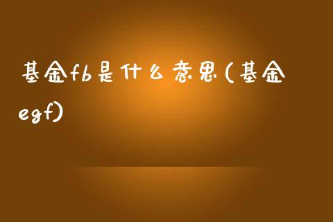 基金fb是什么意思(基金egf)_https://www.iteshow.com_期货交易_第1张