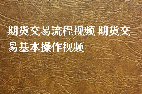 期货交易流程视频 期货交易基本操作视频_https://www.iteshow.com_黄金期货_第1张