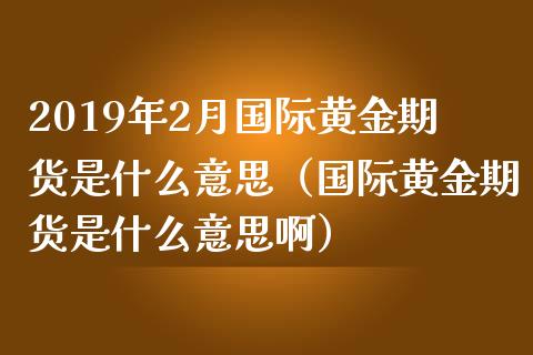 2019年2月国际黄金期货是什么意思（国际黄金期货是什么意思啊）_https://www.iteshow.com_股指期货_第1张