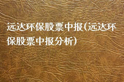 远达环保股票中报(远达环保股票中报分析)_https://www.iteshow.com_商品期权_第1张