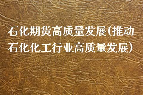 石化期货高质量发展(推动石化化工行业高质量发展)_https://www.iteshow.com_期货开户_第1张