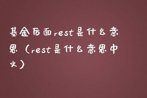 基金后面rest是什么意思（rest是什么意思中文）_https://www.iteshow.com_基金_第1张