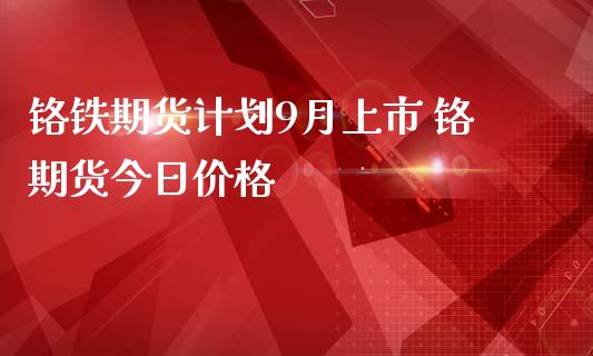 铬铁期货计划9月上市 铬期货今日价格_https://www.iteshow.com_股指期权_第1张