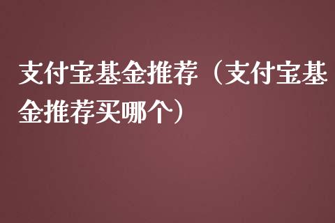 支付宝基金推荐（支付宝基金推荐买哪个）_https://www.iteshow.com_基金_第1张