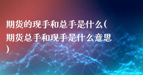 期货的现手和总手是什么(期货总手和现手是什么意思)_https://www.iteshow.com_期货百科_第1张