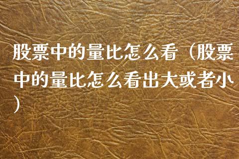 股票中的量比怎么看（股票中的量比怎么看出大或者小）_https://www.iteshow.com_股票_第1张