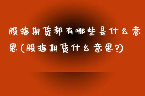 股指期货都有哪些是什么意思(股指期货什么意思?)_https://www.iteshow.com_期货开户_第1张