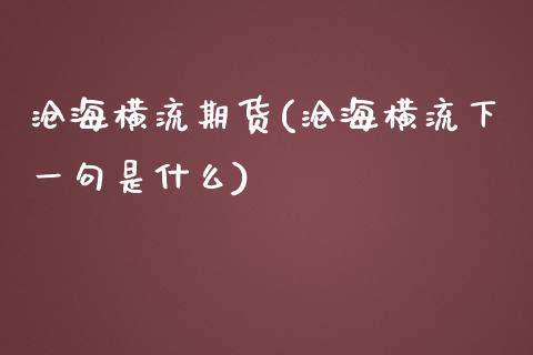 沧海横流期货(沧海横流下一句是什么)_https://www.iteshow.com_原油期货_第1张