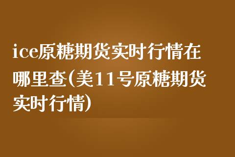 ice原糖期货实时行情在哪里查(美11号原糖期货实时行情)_https://www.iteshow.com_黄金期货_第1张