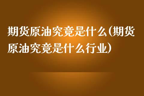 期货原油究竟是什么(期货原油究竟是什么行业)_https://www.iteshow.com_期货公司_第1张