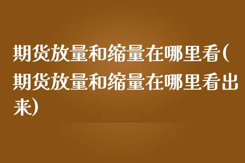 期货放量和缩量在哪里看(期货放量和缩量在哪里看出来)_https://www.iteshow.com_股指期货_第1张