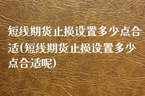 短线期货止损设置多少点合适(短线期货止损设置多少点合适呢)_https://www.iteshow.com_期货开户_第1张