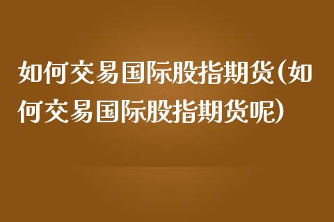 如何交易国际股指期货(如何交易国际股指期货呢)_https://www.iteshow.com_期货百科_第1张