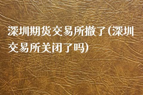 深圳期货交易所撤了(深圳交易所关闭了吗)_https://www.iteshow.com_商品期权_第1张