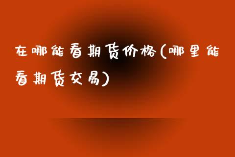 在哪能看期货价格(哪里能看期货交易)_https://www.iteshow.com_期货百科_第1张