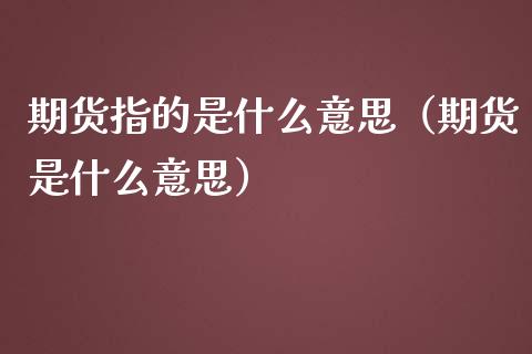 期货指的是什么意思（期货是什么意思）_https://www.iteshow.com_期货交易_第1张