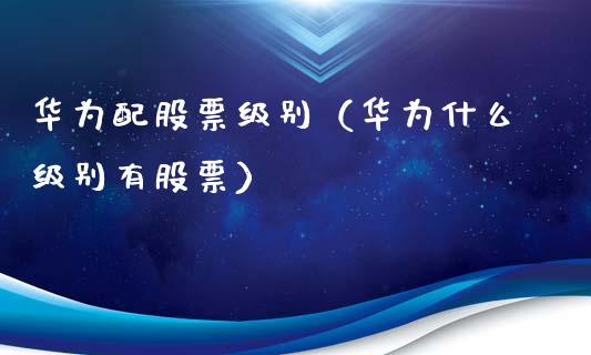 华为配股票级别（华为什么级别有股票）_https://www.iteshow.com_股票_第1张